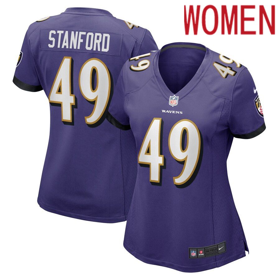 Women Baltimore Ravens 49 Julian Stanford Nike Purple Home Game Player NFL Jersey